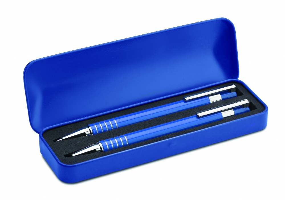 Logo trade promotional gift photo of: Ball pen set in metal box