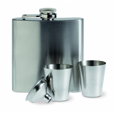 Logo trade promotional item photo of: Slim hip flask w 2 cups set