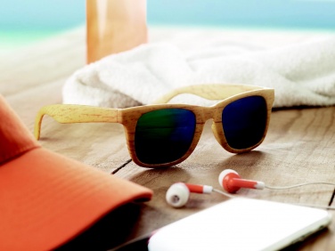 Logo trade promotional giveaways image of: Wooden look sunglasses MAARDU