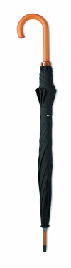 23 inch auto open RPET umbrella with wooden shaft and handle, Black – detail view 2