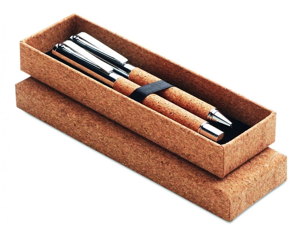 Logotrade promotional merchandise image of: Metal Ball pen set in cork box