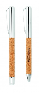 Logotrade promotional merchandise picture of: Metal Ball pen set in cork box