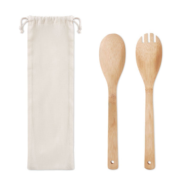 Logo trade promotional gifts image of: Set bamboo utensils salad