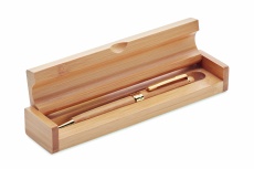 Bamboo twist-action ballpoint pen in a box