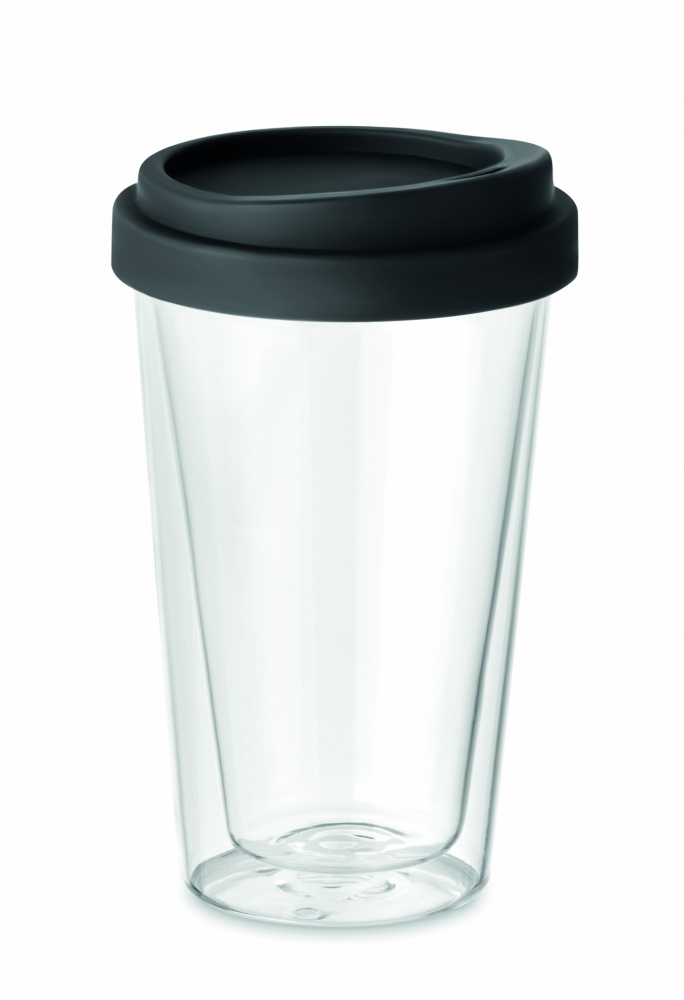 Double wall borosilicate glass with silicone lid 350 ml – product photo