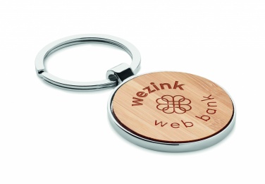 Logo trade promotional merchandise picture of: Round key ring metal bamboo Dobele