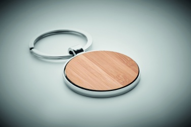 Logo trade promotional item photo of: Round key ring metal bamboo Dobele