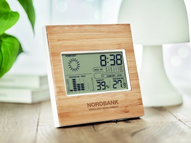 Logotrade promotional merchandise picture of: Weather station bamboo front TURKU
