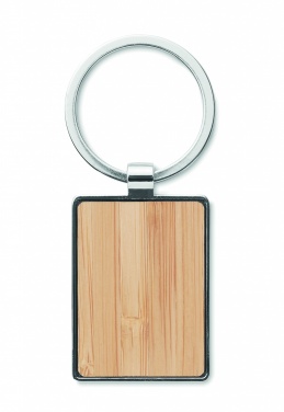 Logo trade advertising products picture of: Rectangular key ring bamboo WEST
