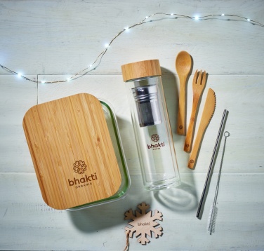 Logo trade corporate gift photo of: Glass lunchbox with bamboo lid