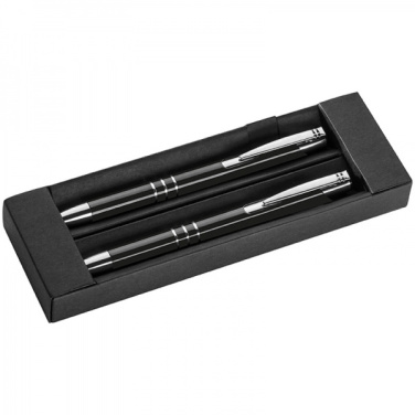 Logo trade promotional merchandise picture of: Metal writing set CLAREMONT