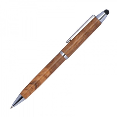 Logo trade business gifts image of: Wooden ballpen with touch function ERFURT