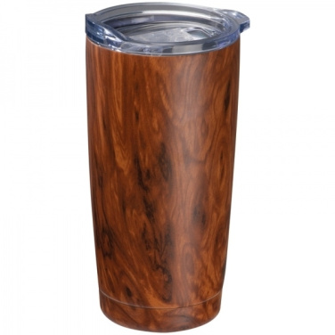 Logotrade corporate gift image of: Stainless steel mug with wooden look COSTA RICA 550 ml