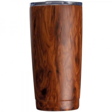 Logotrade promotional item picture of: Stainless steel mug with wooden look COSTA RICA 550 ml