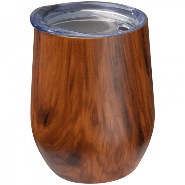 Logotrade promotional merchandise image of: Stainless steel mug with wooden look BRIGHTON 380 ml