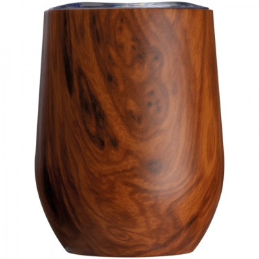 Logotrade promotional giveaway image of: Stainless steel mug with wooden look BRIGHTON 380 ml