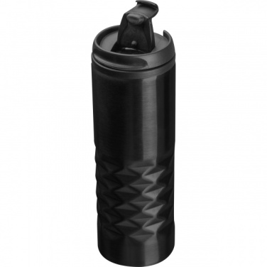 Stainless steel thermal mug SANTANDER 500 ml, black – detail view 2