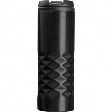 Stainless steel thermal mug SANTANDER 500 ml, black – detail view 6