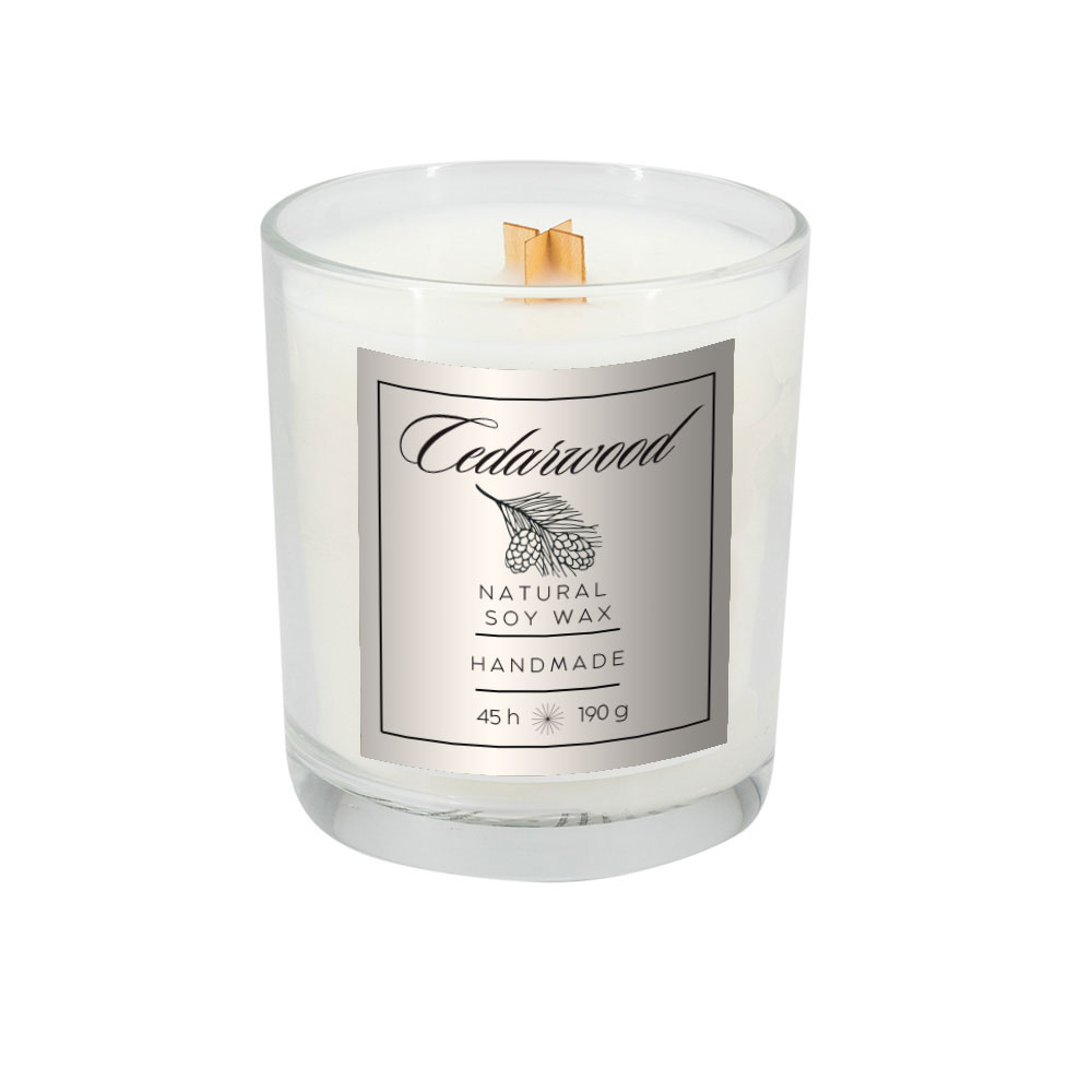 Soy candle 190g Cedarwood, transparent, colour variant