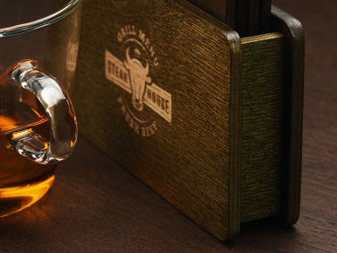 Logo trade promotional giveaway photo of: Wooden box with 4 coasters 1871121