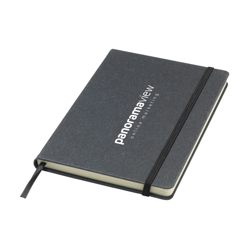 Logo trade promotional giveaways image of: Montana Recycled Leather Paper Notebook A5