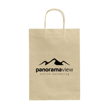 Logo trade promotional merchandise image of: Leaf It Bag recycled grass paper (120 g/m²) L