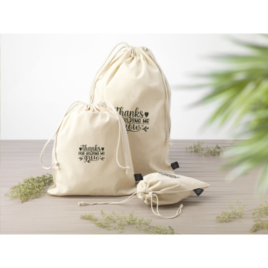 Logo trade promotional gift photo of: Gift Pouch Natural GRS Recycled Cotton (150 g/m²) S