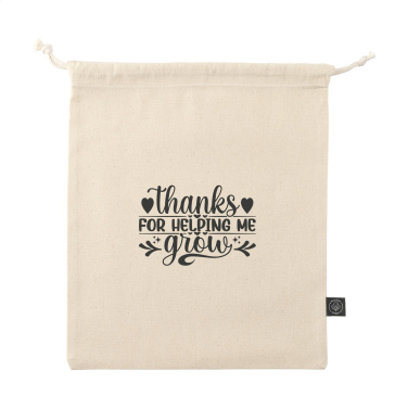 Logo trade promotional products image of: Gift Pouch Natural GRS Recycled Cotton (150 g/m²) M