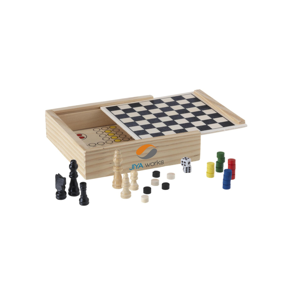 Logotrade promotional product image of: WoodGame 5-in-1 game set