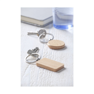 Logo trade promotional merchandise image of: WoodKey Circle keychain