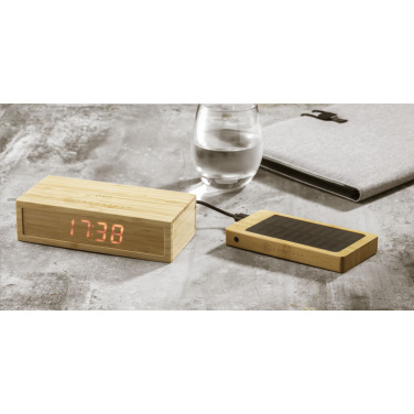 Logotrade advertising product image of: Bamboo Alarm Clock with Wireless Charger