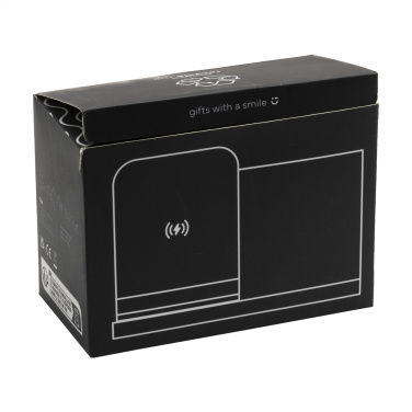 Logo trade business gifts image of: Bamboo Boss 15W charger/pen holder