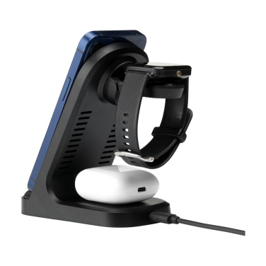 Logotrade promotional gift image of: Triple-Up RCS Recycled ABS Wireless Charger Stand