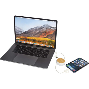 Logotrade promotional gift image of: Chechia 5-in-1 recycled plastic 100 cm retractable data sync and 45W fast charge cable