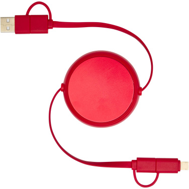 Logotrade promotional item image of: Alasia 5-in-1 100 cm recycled plastic and aluminium retractable data sync and 45W fast charge cable