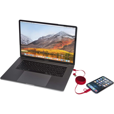 Logo trade advertising products image of: Alasia 5-in-1 100 cm recycled plastic and aluminium retractable data sync and 45W fast charge cable