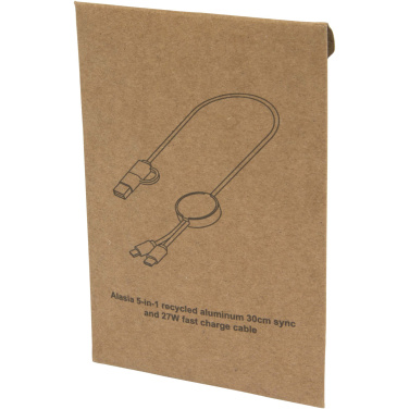 Logo trade advertising products picture of: Alasia 5-in-1 recycled aluminium and plastic 30 cm data sync and 27W fast charge cable