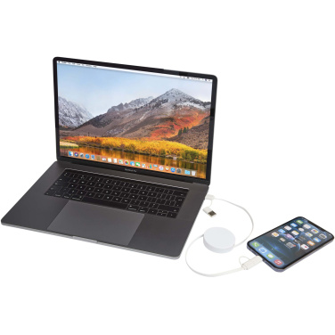 Logotrade promotional item image of: Citala 5-in-1 recycled plastic 90 cm retractable data sync and 40W fast charge cable