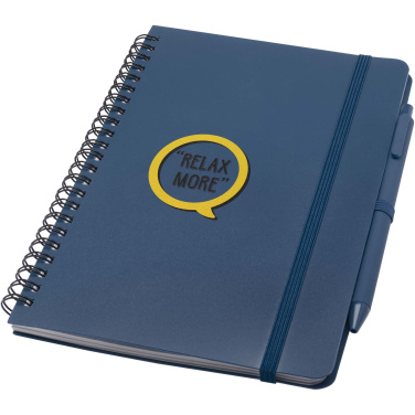 Logo trade promotional product photo of: Thalaasa A5 ocean-bound hard cover notebook with ballpoint pen (black ink)
