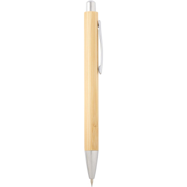Logo trade corporate gifts picture of: Oblys bamboo ballpoint pen and mechanical pencil set (black ink)
