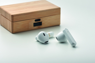 Logotrade promotional item image of: TWS earbuds in bamboo case