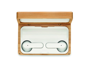 Logo trade advertising products picture of: TWS earbuds in bamboo case