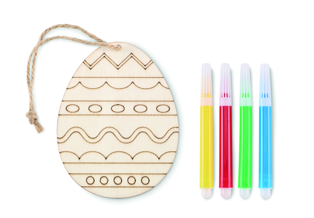 Logo trade promotional product photo of: Wooden egg painting set