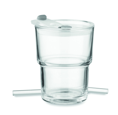 SIP glass tumbler with lid and straw 400 ml – detail view 2
