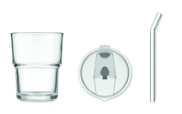 SIP glass tumbler with lid and straw 400 ml – detail view 4