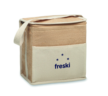 Logo trade promotional giveaways picture of: Jute and canvas cooler bag 3L