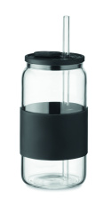 BOROSIP borosilicate glass tumbler with straw 550 ml