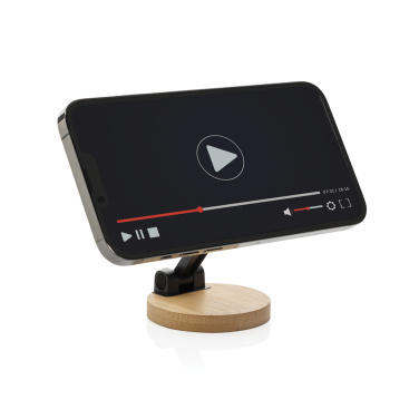 Logo trade promotional gift photo of: Magmount RCS recycled plastic and bamboo phone stand
