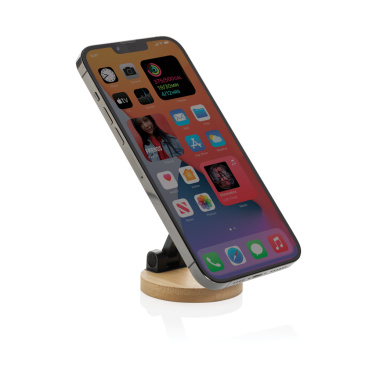 Logotrade promotional item image of: Magmount RCS recycled plastic and bamboo phone stand