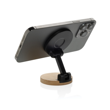 Logotrade promotional item image of: Magmount RCS recycled plastic and bamboo phone stand